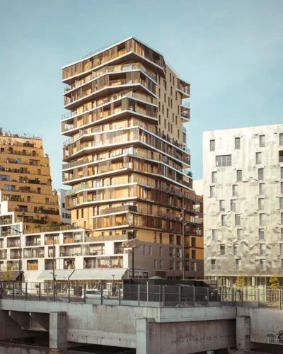 Photographie d'architecture du bâtiment Home à Paris 13, Hamonic + Masson architectes.